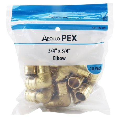 3/4 In. Brass PEX Barb 90 Elbow (10-Pack), 10PK